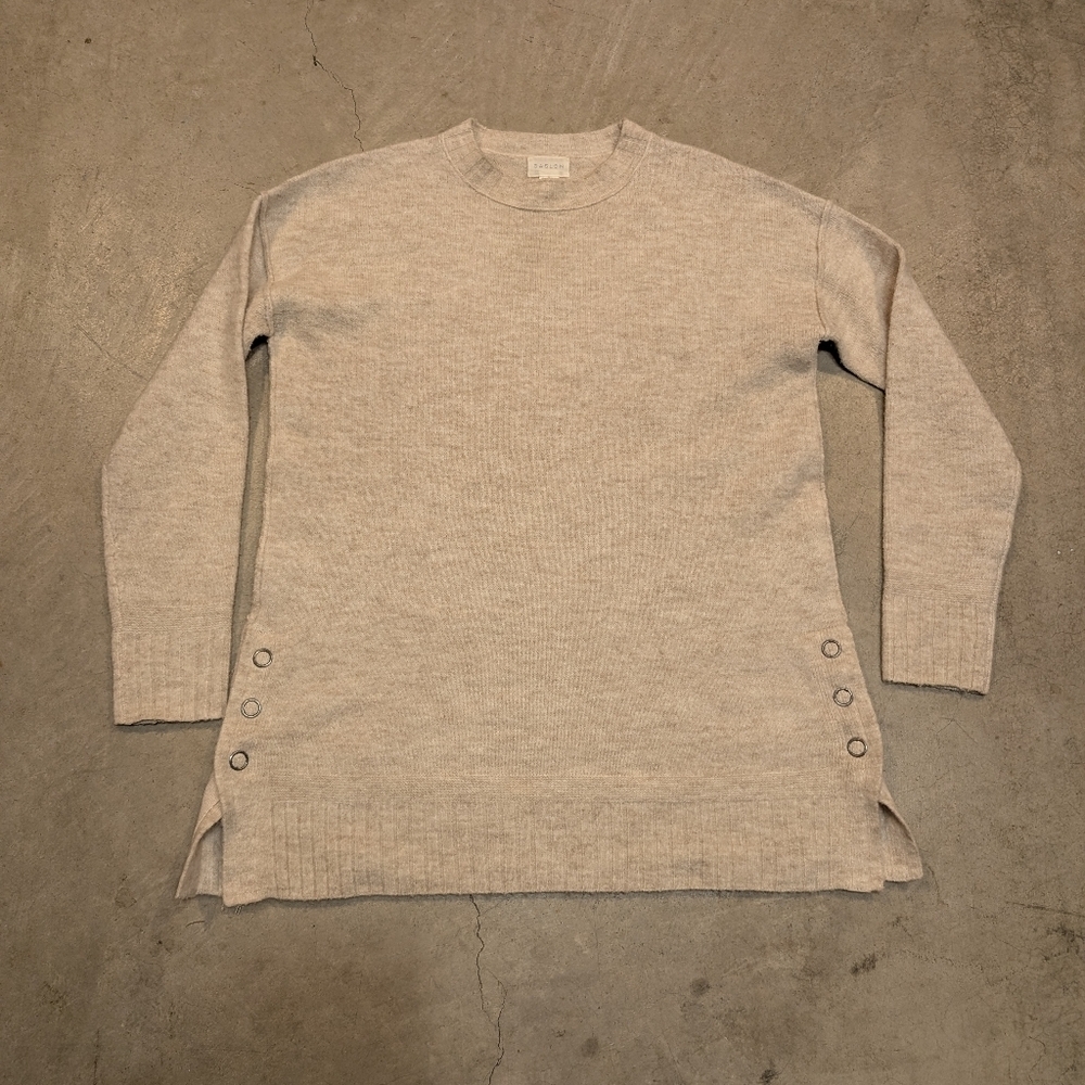 Caslon Cream Knit Tunic Sweater Side Snap Women's S Long Sleeve